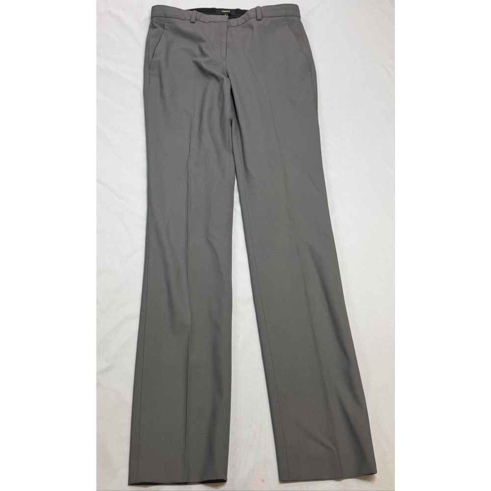 Theory Pants Womens 0 Gray Wool Stretch Lined Straight Leg Dress Office Career
